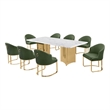 Best Quality Furniture 9 Piece White Marble Dining Set with Stainless Steel Base