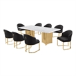 Best Quality Furniture 9 Piece White Marble Dining Set with Stainless Steel Base