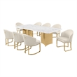 Best Quality Furniture 9 Piece White Marble Dining Set with Stainless Steel Base