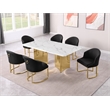 Best Quality Furniture 7 Piece White Marble Dining Set with Stainless Steel Base
