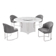 Best Quality Furniture 5 Piece White Marble Dining Set with Stainless Steel Base