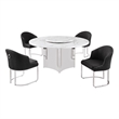 Best Quality Furniture 5 Piece White Marble Dining Set with Stainless Steel Base