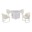 Best Quality Furniture 5 Piece White Marble Dining Set with Stainless Steel Base