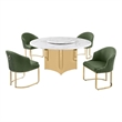 Best Quality Furniture 5 Piece White Marble Dining Set with Stainless Steel Base