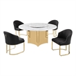 Best Quality Furniture 5 Piece White Marble Dining Set with Stainless Steel Base