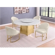 Best Quality Furniture 5 Piece White Marble Dining Set with Stainless Steel Base
