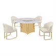 Best Quality Furniture 5 Piece White Marble Dining Set with Stainless Steel Base