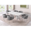 Best Quality Furniture 7 Piece White Marble Dining Set with Stainless Steel Base
