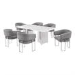 Best Quality Furniture 7 Piece White Marble Dining Set with Stainless Steel Base