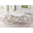 Best Quality Furniture 7 Piece White Marble Dining Set with Stainless Steel Base