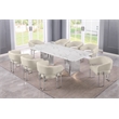 Best Quality Furniture 9 Piece White Marble Dining Set with Stainless Steel Base