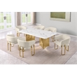 Best Quality Furniture 7 Piece White Marble Dining Set with Stainless Steel Base