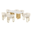 Best Quality Furniture 7 Piece White Marble Dining Set with Stainless Steel Base