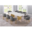 Best Quality Furniture 9 Piece White Marble Dining Set with Stainless Steel Base