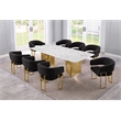 Best Quality Furniture 9 Piece White Marble Dining Set with Stainless Steel Base