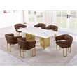 Best Quality Furniture 7 Piece White Marble Dining Set with Stainless Steel Base