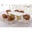 Best Quality Furniture 7 Piece White Marble Dining Set with Stainless Steel Base
