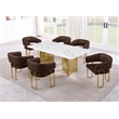 Best Quality Furniture 7 Piece White Marble Dining Set with Stainless Steel Base