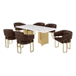 Best Quality Furniture 7 Piece White Marble Dining Set with Stainless Steel Base