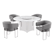 Best Quality Furniture 5 Piece White Marble Dining Set with Stainless Steel Base