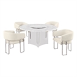 Best Quality Furniture 5 Piece White Marble Dining Set with Stainless Steel Base