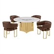 Best Quality Furniture 5 Piece White Marble Dining Set with Stainless Steel Base