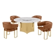 Best Quality Furniture 5 Piece White Marble Dining Set with Stainless Steel Base
