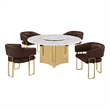 Best Quality Furniture 5 Piece White Marble Dining Set with Stainless Steel Base