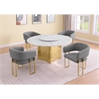 Best Quality Furniture 5 Piece White Marble Dining Set with Stainless Steel Base