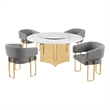 Best Quality Furniture 5 Piece White Marble Dining Set with Stainless Steel Base