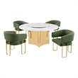 Best Quality Furniture 5 Piece White Marble Dining Set with Stainless Steel Base