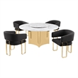 Best Quality Furniture 5 Piece White Marble Dining Set with Stainless Steel Base