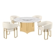 Best Quality Furniture 5 Piece White Marble Dining Set with Stainless Steel Base
