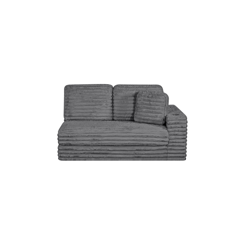 Best Quality Furniture Dark Gray Fluffy Fabric Compressed 2 Piece Sectional