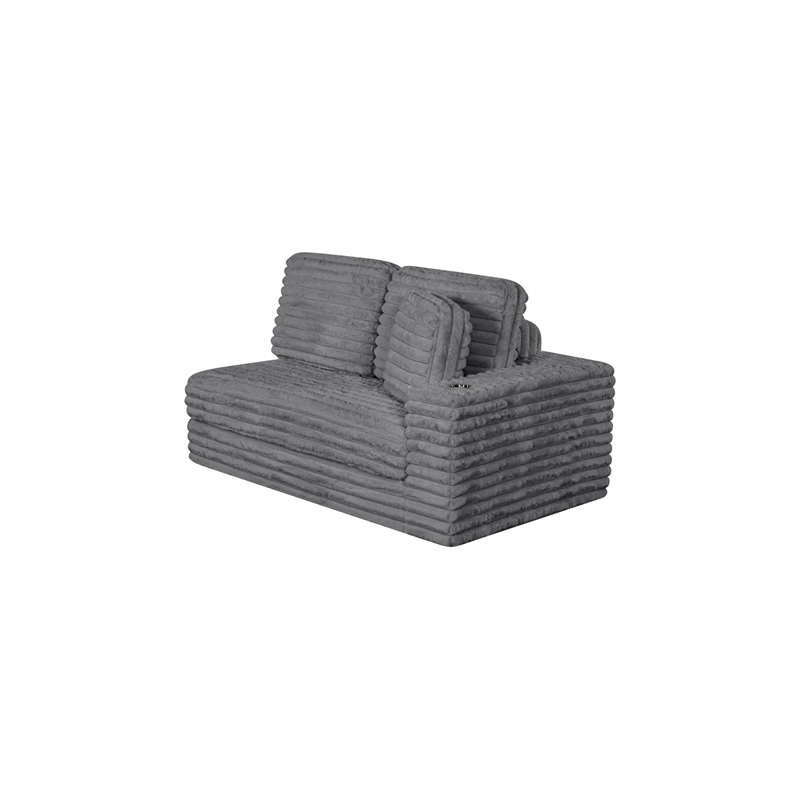 Best Quality Furniture Dark Gray Fluffy Fabric Compressed 2 Piece Sectional