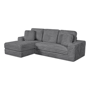 Best Quality Furniture Dark Gray Fluffy Fabric Compressed 2 Piece Sectional