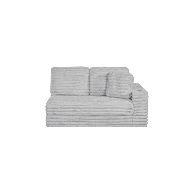 Best Quality Furniture Light Gray Fluffy Fabric Compressed 2 Piece Sectional