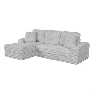 Best Quality Furniture Light Gray Fluffy Fabric Compressed 2 Piece Sectional