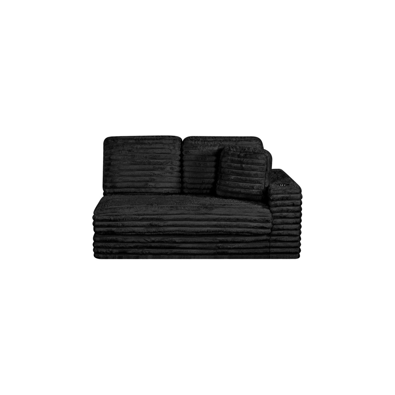 Best Quality Furniture Black Fluffy Fabric Compressed 2 Piece Sectional