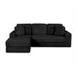 Best Quality Furniture Black Fluffy Fabric Compressed 2 Piece Sectional