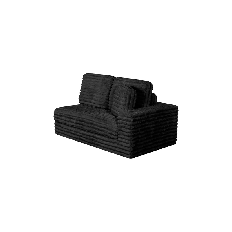 Best Quality Furniture Black Fluffy Fabric Compressed 2 Piece Sectional