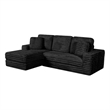 Best Quality Furniture Black Fluffy Fabric Compressed 2 Piece Sectional