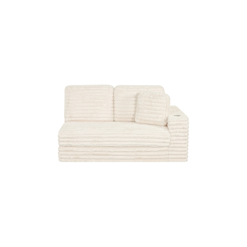 Best Quality Furniture Beige Fluffy Fabric Compressed 2 Piece Sectional