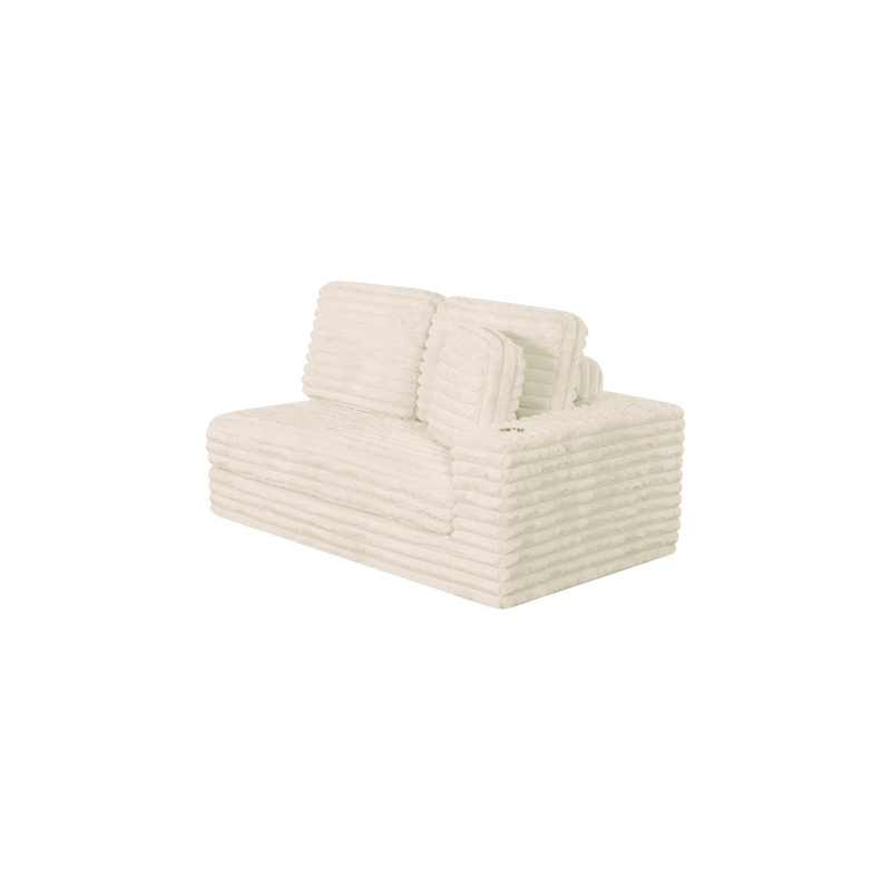 Best Quality Furniture Beige Fluffy Fabric Compressed 2 Piece Sectional
