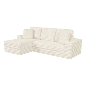 Best Quality Furniture Beige Fluffy Fabric Compressed 2 Piece Sectional