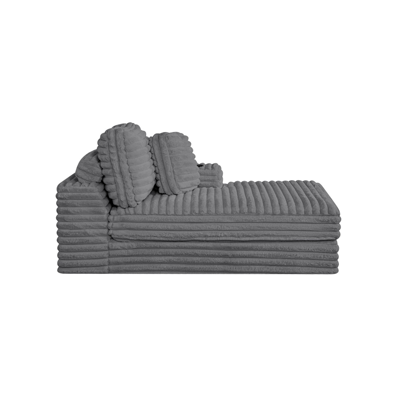 Best Quality Furniture Dark Gray Fluffy Fabric Compressed 2 Piece Sectional
