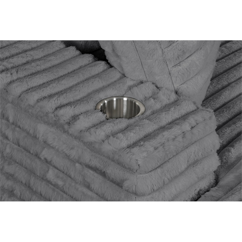 Best Quality Furniture Dark Gray Fluffy Fabric Compressed 2 Piece Sectional
