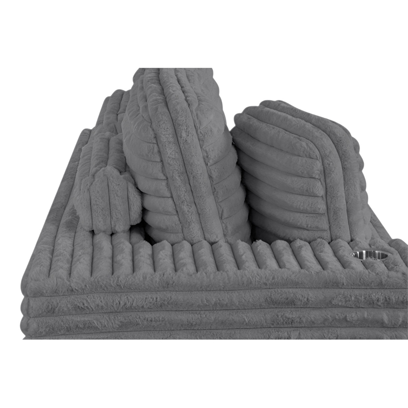 Best Quality Furniture Dark Gray Fluffy Fabric Compressed 2 Piece Sectional