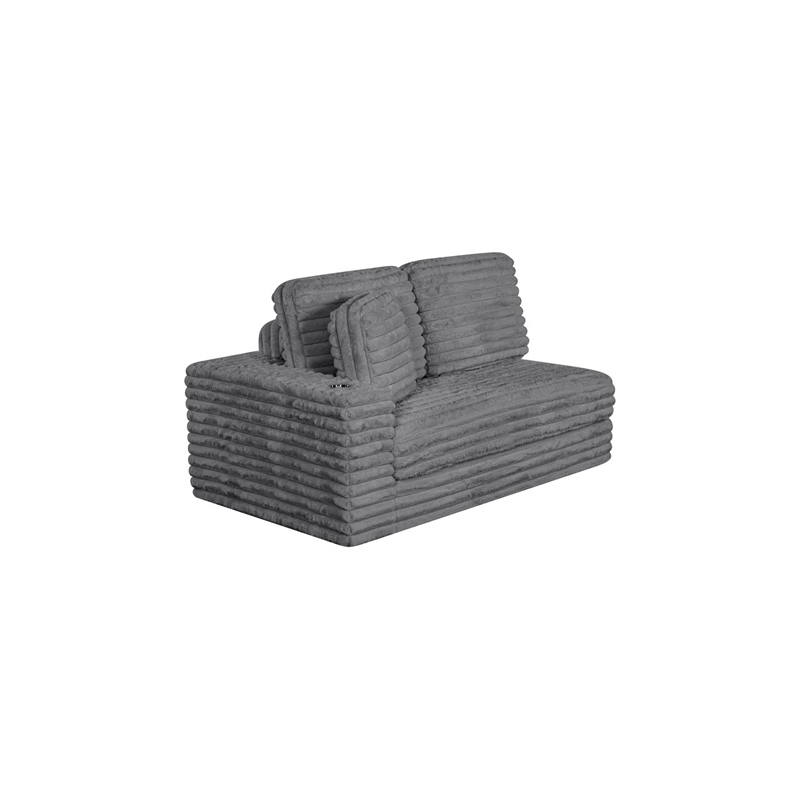 Best Quality Furniture Dark Gray Fluffy Fabric Compressed 2 Piece Sectional