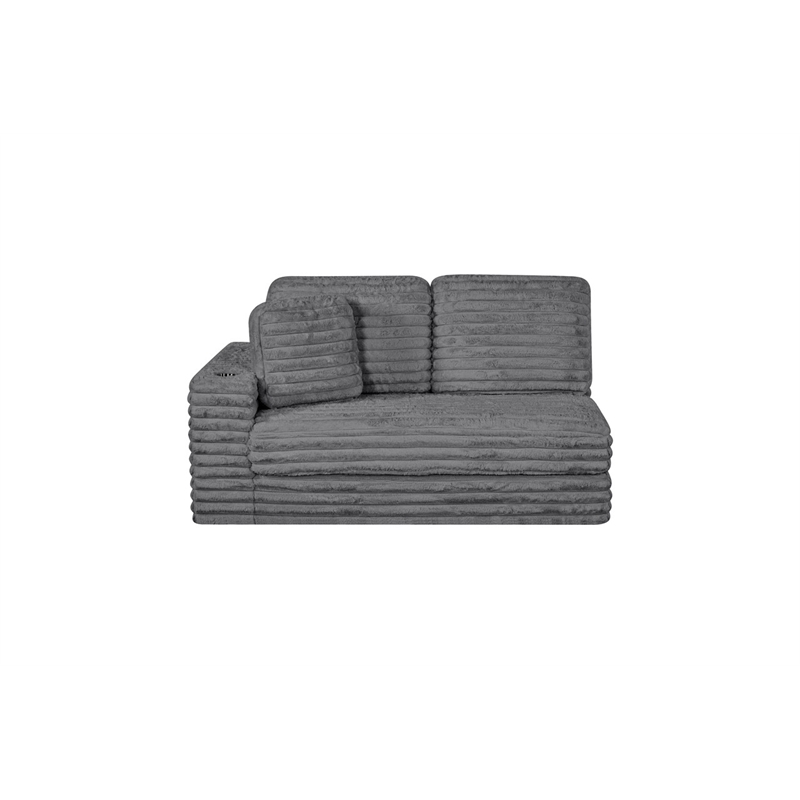 Best Quality Furniture Dark Gray Fluffy Fabric Compressed 2 Piece Sectional